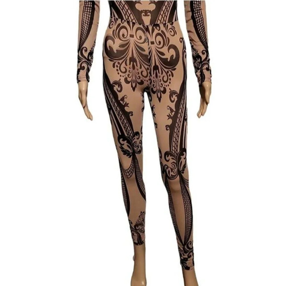 NWOT KTOO All Sheer Mesh Printed Jumpsuit (Size S)B - Picture 11 of 13